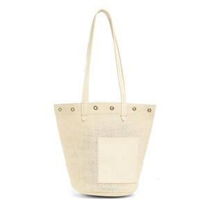 NEW Clare V. Perforated Leather Tote Grommet Cream Ivory